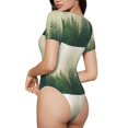 thumbnail image 2 of Junzan Imprimé Forêt de Brouillard Justaucorps à Manches Courtes Col Rond pour Femmes, T-shirt Mode Aguichant une Pièce Col Rond Justaucorps Aguichant pour Sortir-TG, 2 of 7