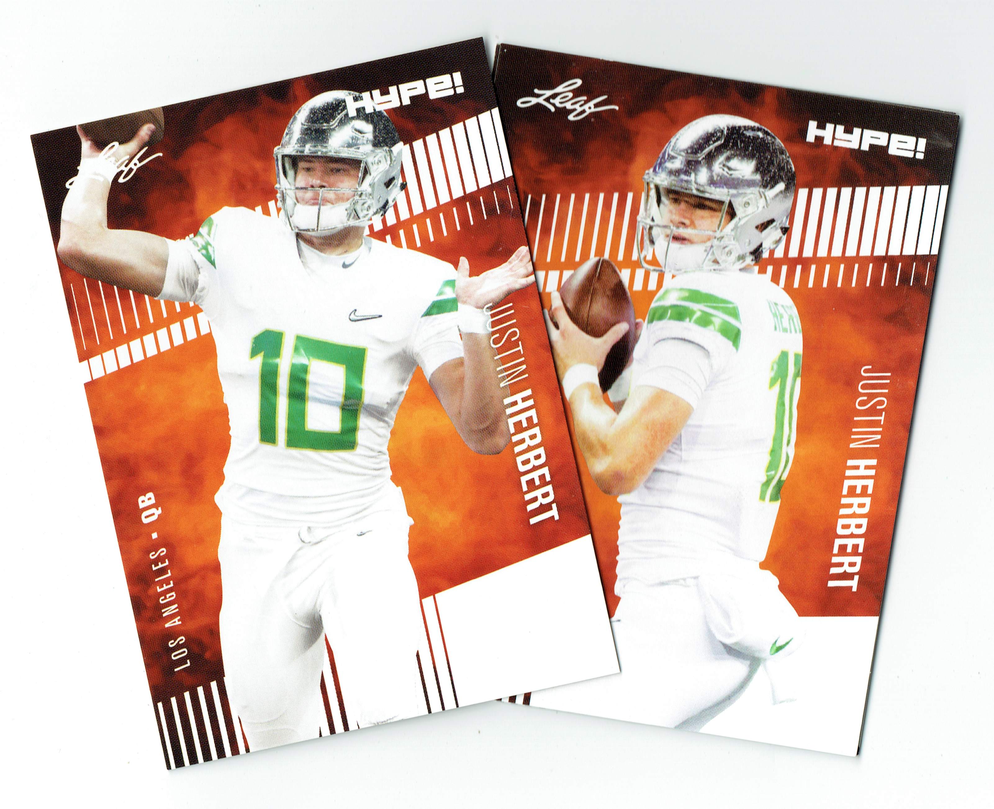 2) Mint Rookie Card Lot Justin Herbert 2020 Leaf HYPE! #27 + 27A 5000 Made!