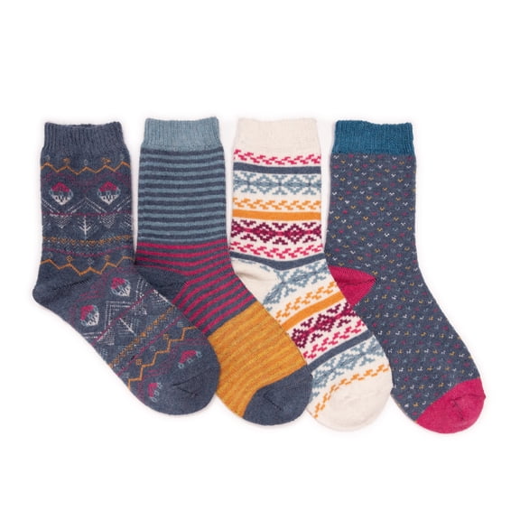MUK LUKS Women's Holiday 4 Pair Pack Socks
