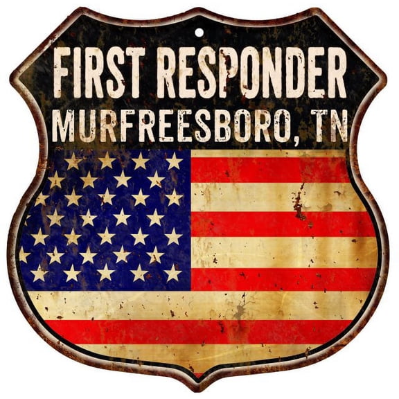 MURFREESBORO, TN First Responder USA 12x12 Metal Sign Fire Police 211110022210