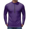 thumbnail image 2 of Men's Long Sleeve Sun Shirts UPF 50+ Stand Collar 1/4 Zip Up Fishing Running Rash Guard Outdoor Lightweight T-Shirts,Purple,3XL, 2 of 6