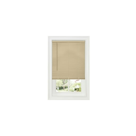 HomeStock Eclectic Exclusivity Deluxe 1" Room Darkening Mini Blind 36x64 - Latte, Cordless Blinds with Tilt Wand for Maximum Privacy, Hidden Brackets Included