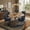 Dark Blue, variant on Sailvan Modern Dining Chairs Set of 2,Upholstered Rattan Chairs,Fabric Padded Side Chairs with Rattan Backrest & Thick Cushions,Accent Kitchen Chair with Metal Leg,Brown