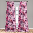 thumbnail image 4 of Ambesonne Nature Curtains, Grunge Watercolor Flowers, Pair of 28"x63", Dark Pink Pale Purple, 4 of 5