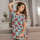 thumbnail image 3 of Fotbe Watermelon Bata de Dormir para Mujer con Estampado, Camisón de Algodón de Manga Corta, Ropa de Dormir Casual, 3 of 6