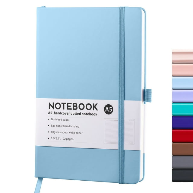 Ecohintz Journal Classique A5 Ligné - Couverture Rigide en Cuir avec Fermeture Élastique pour Notes de Terrain, Réunions Clients et Mémoires Personnels / Papier Épais 100GSM et Poche Intérieure, Bleu 1