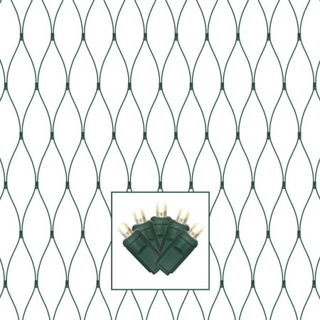 Vickerman 150 Warm White Wide Angle LED Christmas Net Light Set, Green Wire