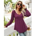 thumbnail image 5 of ZHENWEI Women's Casual Lantern Long Sleeve Tunic Tops V-Neck Pleated Flare Blouse T-Shirts, 5 of 8