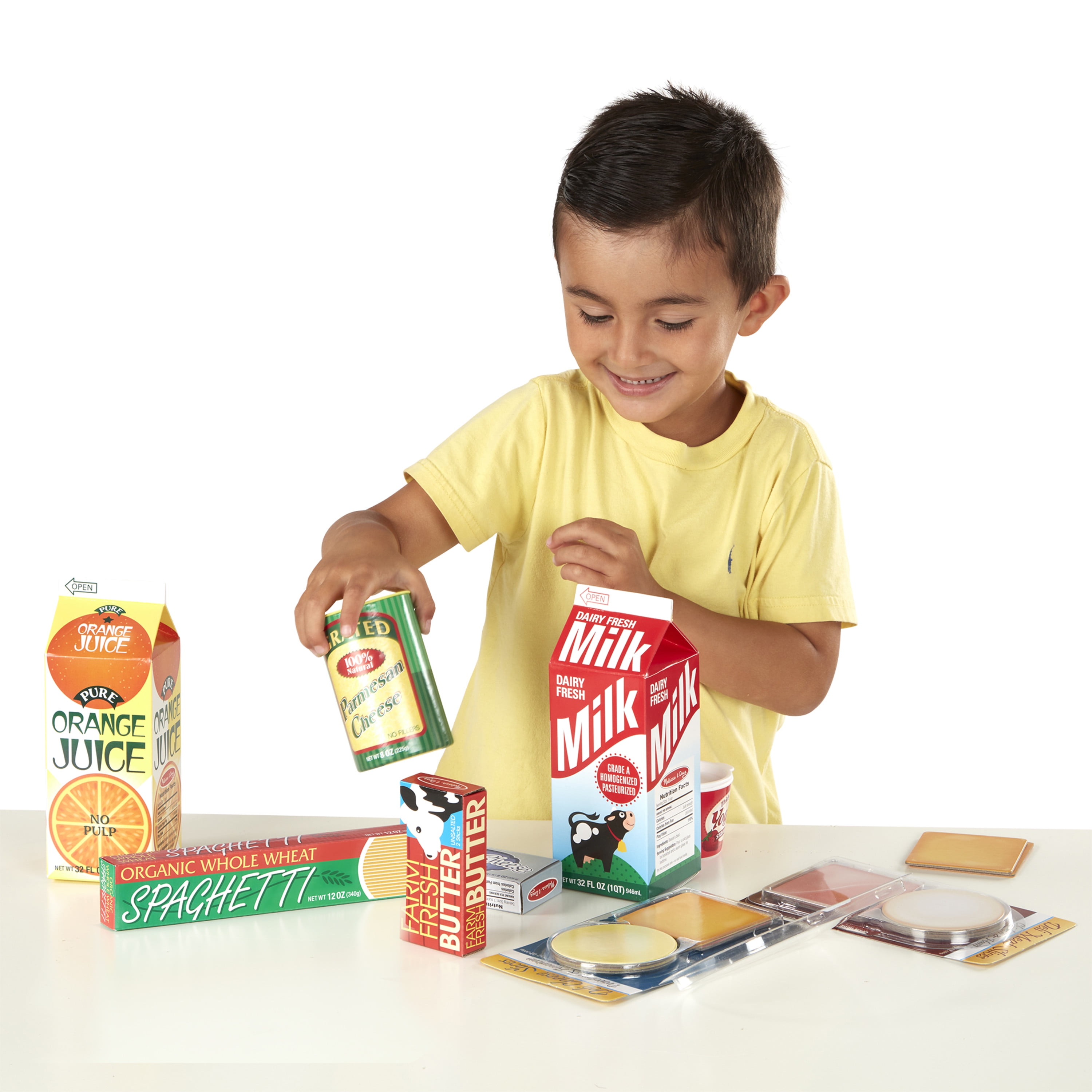 Melissa & Doug Fridge Groceries Play Food Cartons (8 pcs) - Toy Kitchen Accessories