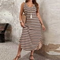 thumbnail image 5 of WRKEKC Casual Dresses for Women Striped V Neck Sleeveless Loose Relaxed Midi Soft Breathable Fabric Comfort Soft, 5 of 6