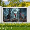 thumbnail image 2 of Gothic Design Halloween Banner Grim Reaper Decoration Spooky Theme Moonlit Backdrop for Horror Parties Haunted Houses Themed Events, 2 of 5