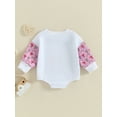 thumbnail image 4 of Bslissey Baby Girls Sweatshirt Romper Heart Letter Print Long Sleeve Jumpsuit Infant Crew Neck Cute Bodysuit 6M 12M 18M 24M Toddler Valentine's Day Casual Clothes, 4 of 9