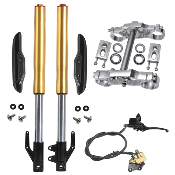 630mm Front Forks 45/48mm Triple Tree Clamp w/Complete Hydraulic Brake Assembly for Mini Pit Monkey Dirt Bike Razor CRF50 XR50 SSR Apollo Coolster Taotao 70cc 90cc 110cc 125cc