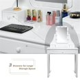 thumbnail image 3 of Pemberly Row Contemporary MDF and Pine Vanity Table Set with 3 Drawers in White, 3 of 12