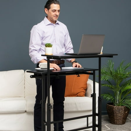 Mind Reader - 2 Tier Sit and Stand Desk XL - Black