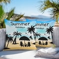 thumbnail image 5 of Summer Holidays Outdoor Pillow Covers Set of 2 Palm Trees Vacation Waterproof Throw Pillow Case Decorative Square Cushion Cover for Patio Couch Garden Balcony, 26"x26", 5 of 9
