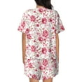 thumbnail image 3 of Naloa Rose Flowers Women's Short-Sleeved Pajama Set, Loungewear, Summer pajamas, Breathable Cozy - Small, 3 of 9