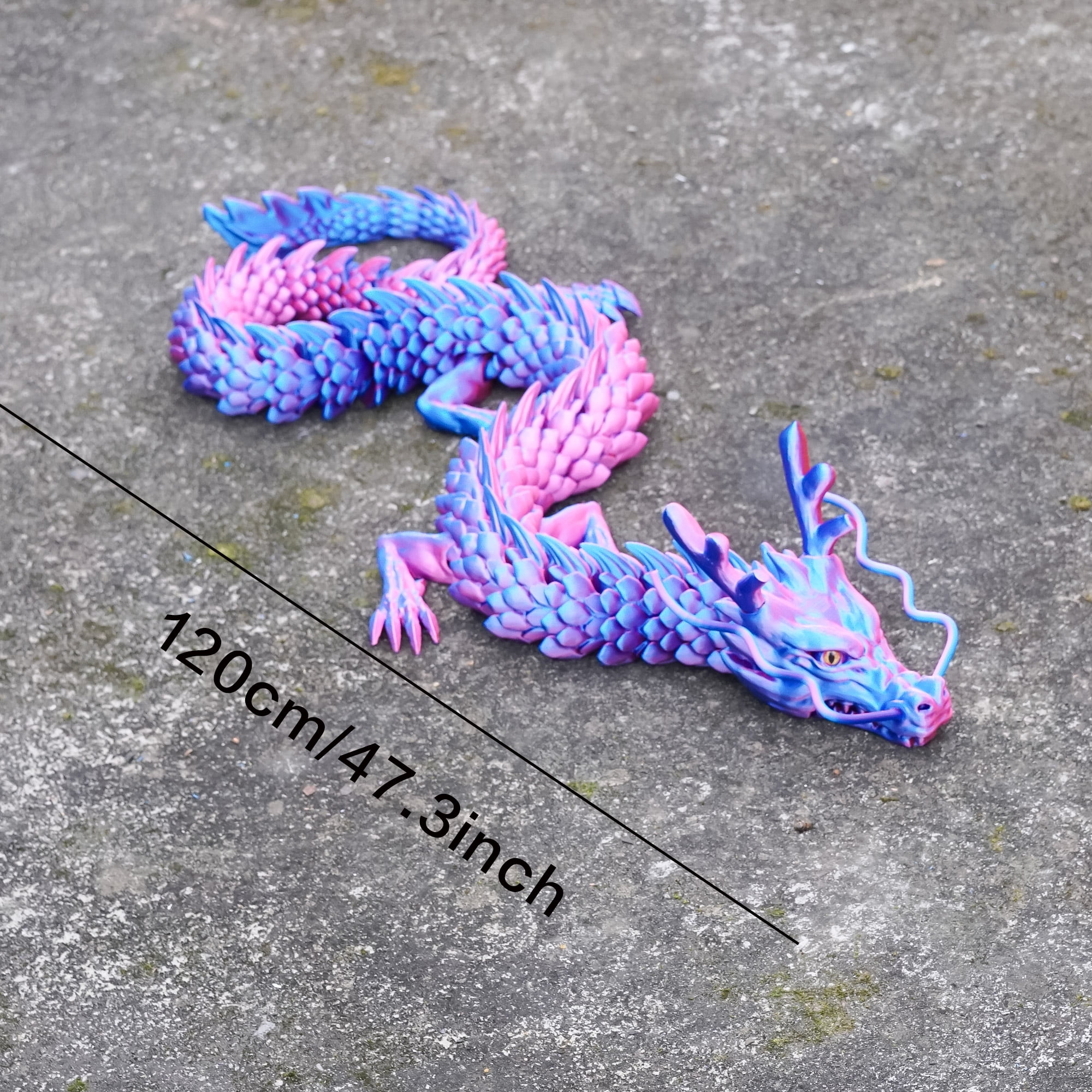 47.5inch 3D Printed dragon,Flexible Joint Animal lacertid Figurines,Realistic Eyes, Home Office Decor,Fidget Toy for Adults Teens Boy Festival Gifts