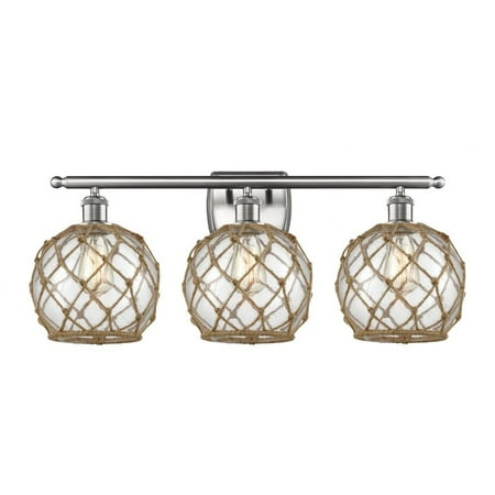 

Innovations 516-3W-SN-G122-8RW-LED Farmhouse Rope 3 Light Bath Vanity Light part of the Ballston Collection Brushed Satin Nickel