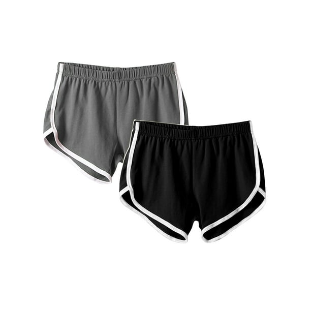 (2 Pack) Women Yoga Shorts Side Striped Fitness Sports Gym Activewear