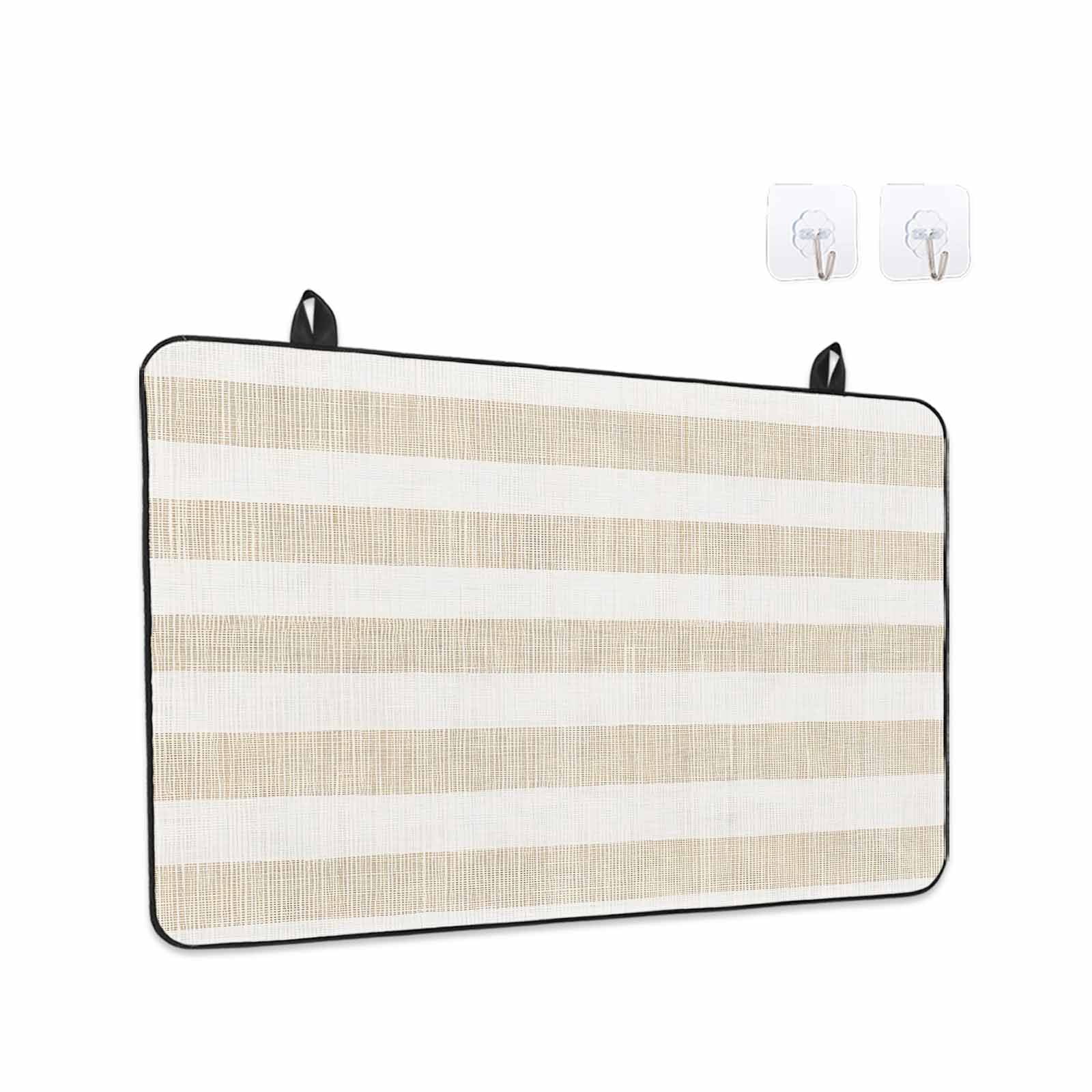 Beige Stripe Stove Top Cover for Electric Stove, Heat-proof & Non Slip Glass Top Stove Cover Protector, Vintage Country Geometric Linen Texture Kitchen Flat Cooktop Rubber Mat 24x21 Inches