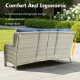 thumbnail image 5 of Opohoro 72" Outdoor Wicker Patio Sofa with Cushions, 3-Seat PE Rattan Couch for Porch, Light Gray/Blue, 5 of 7