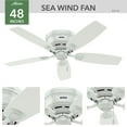 thumbnail image 3 of Hunter - Sea Wind Indoor/Outdoor Low Profile Ceiling Fan, 48-inch, White, Nautical-style, 3-speed WhisperWind Motor, 53119, for Porches, Bathrooms, 3 of 13
