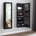 thumbnail image 5 of LED Jewelry Cabinet Wall Mounted Door Hanging, Lockable Jewelry Armoire with 47.2'' Full Length Mirror, Lipstick Brush Holders, Jewelry Storage Organizer for Home, Apartment, Dorm (Black), 5 of 5