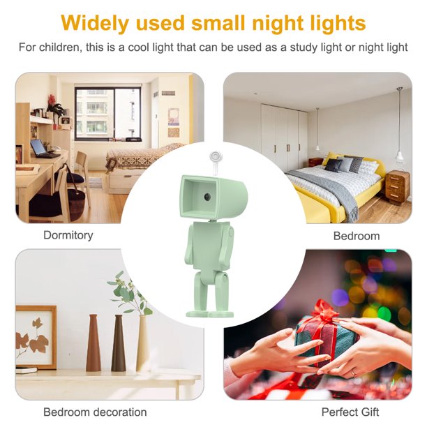 Lámpara de noche LED Regulable Spaceman Book Light Regalos para niños (cuadrado verde)