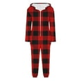 thumbnail image 7 of Flannel Onesie Pajamas for Women Fleece Fuzzy Sherpa Hooded One Piece Plaid Romper Warm Winter Loungewear Sleepwear, 7 of 7