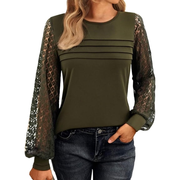Zeagoo Womens Elegant Blouse Lace Long Sleeve Tops Dressy Cute Fall Tops Casual Work T-Shirts