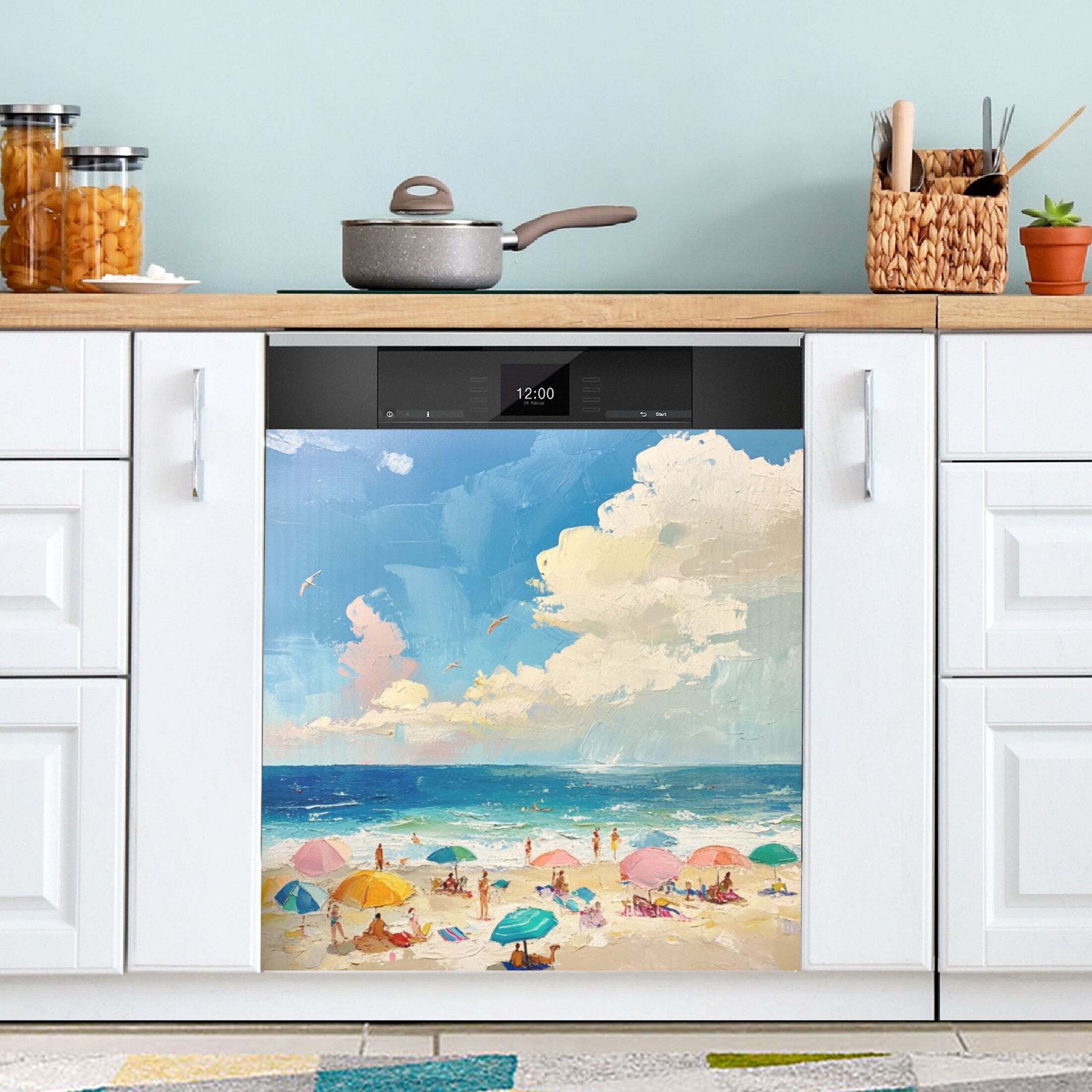 Dishwasher Magnetic Sticker 23x26 Inch Refrigerator Magnetic Sticker Washing Machine Magnetic Sticker Kitchen Panel Magnetic Sticker Home Decor Beautiful Cartoon Sea