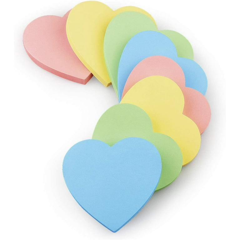 Simona Heart Shape Sticky Notes 8 Color Bright Colorful Sticky Pad 75 Sheets/Pad Self-Sticky Note Pads
