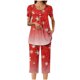 thumbnail image 4 of Puntoco Conjuntos de pijama cómodos para mujer, conjunto de pijama con top de manga corta con botones y cuello redondo con estampado navideño y pantalón con bolsillos y cintura elástica, 4 of 5