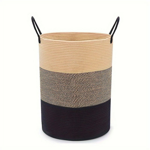 Woven Baskets for Storage Cotton Rope Woven Basket Storage Basket Basket Dirty Clothes Basket Clothes Basket Hand Folding Brown Miscellaneous Dirty Clothes Basket