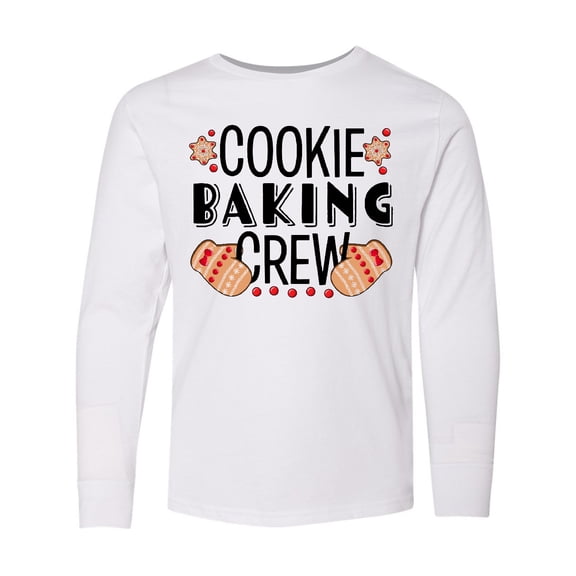 Inktastic Christmas Cookie Baking Crew with Oven Mitts Long Sleeve Youth T-Shirt