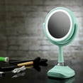 thumbnail image 4 of Ovente 6" Lighted Tabletop Mirror, 1X & 5X Magnifier, Adjustable Spinning Double Sided Round LED, Built-in Wireless Speaker and MP3 Audio, Rechargeable, USB Operated, Blue MRT06BL1X5X, 4 of 11