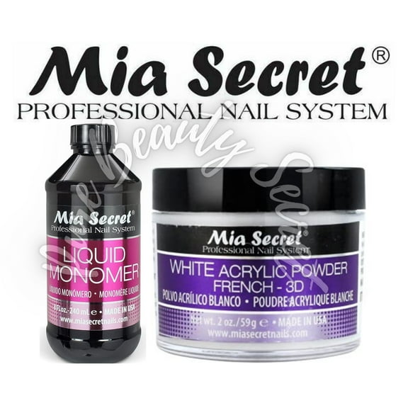 Mia Secret Liquid Monomer 8 oz and White Powder 2 oz