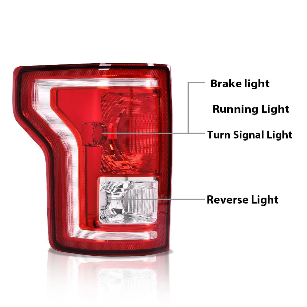 PIT66 Halogen Tail Light Brake Lamp Red Left Driver Side Fit for 2016-2017 Ford F150 SSV/2015-2017 Ford F150