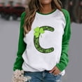 thumbnail image 2 of Lilgiuy Women Fashion O-Neck Saint Patrick Print Long Sleeve T-Shirt Long Sleeve Splicing Top for Holiday Travel Beach, 2 of 4