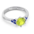 thumbnail image 3 of 2.15 Carat Round Cut Peridot & Blue Sapphire Gemstone Classic Anniversary Ring for her 18K White Gold Size 8.5 by Diamond-Capitals, 3 of 7
