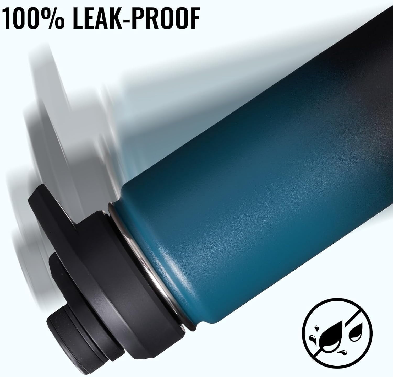 EP 18 oz Insulated Water Bottle with Handle, 304 Stainless Steel Water Bottles with Wide Mouth, Double Wall Vacuum Sports Water Bottle, BPA Free, Keep Cold and Hot, Blue&Black