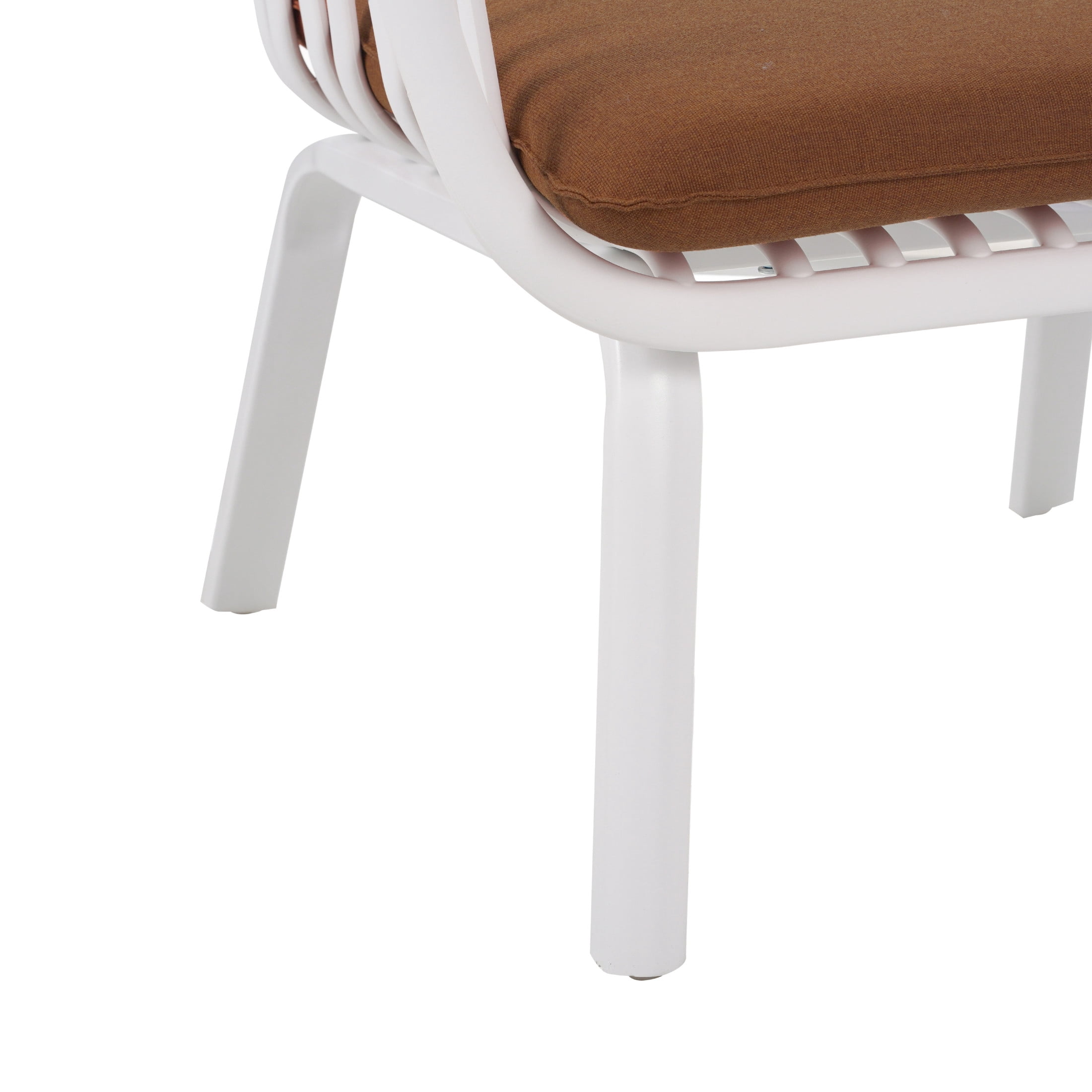 Modern Outdoor Patio Club Chairs with PP Frame, Weather-Resistant Design, White+Brown, Set of 2