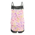 thumbnail image 5 of XWSHYW Womens Pajamas Fashion Hearts Print Lace Pajama Sets Summer Crew Neck Cami Sleepwear with Shorts, 5 of 5