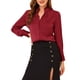 thumbnail image 5 of CAMISA DE SATÉN DE OFICINA DE MANGA LARGA CON CUELLO ALTO Y VOLANTES PARA MUJERES INSPIRAR CHIC XL ROJO OSCURO, 5 of 6