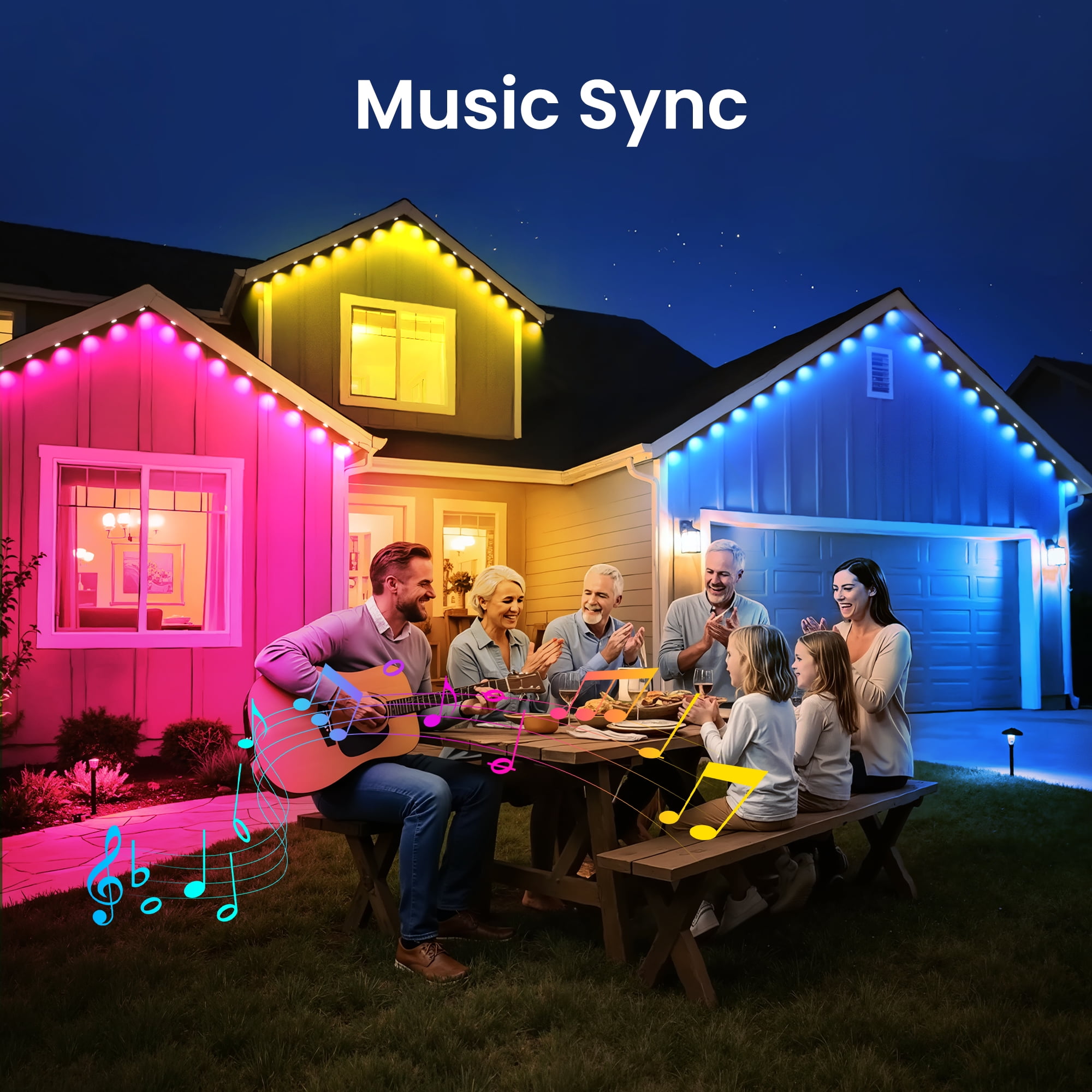 DAYBETTER Permanent Outdoor Lights, 200FT Multicolor LED Eaves Lights, Waterproof Eternity Lighting for Christmas Halloween Holiday Daily Decorations, APP/Remote Control