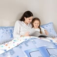 thumbnail image 4 of Erosebridal Blue Sparkle Sequins Print Queen Comforter Set for Girls, Monogrammed T Bedding Comforter Set, Colorful Stars Reversible 3-Piece, 1 Comforter and 2 Pillowcases, 4 of 6