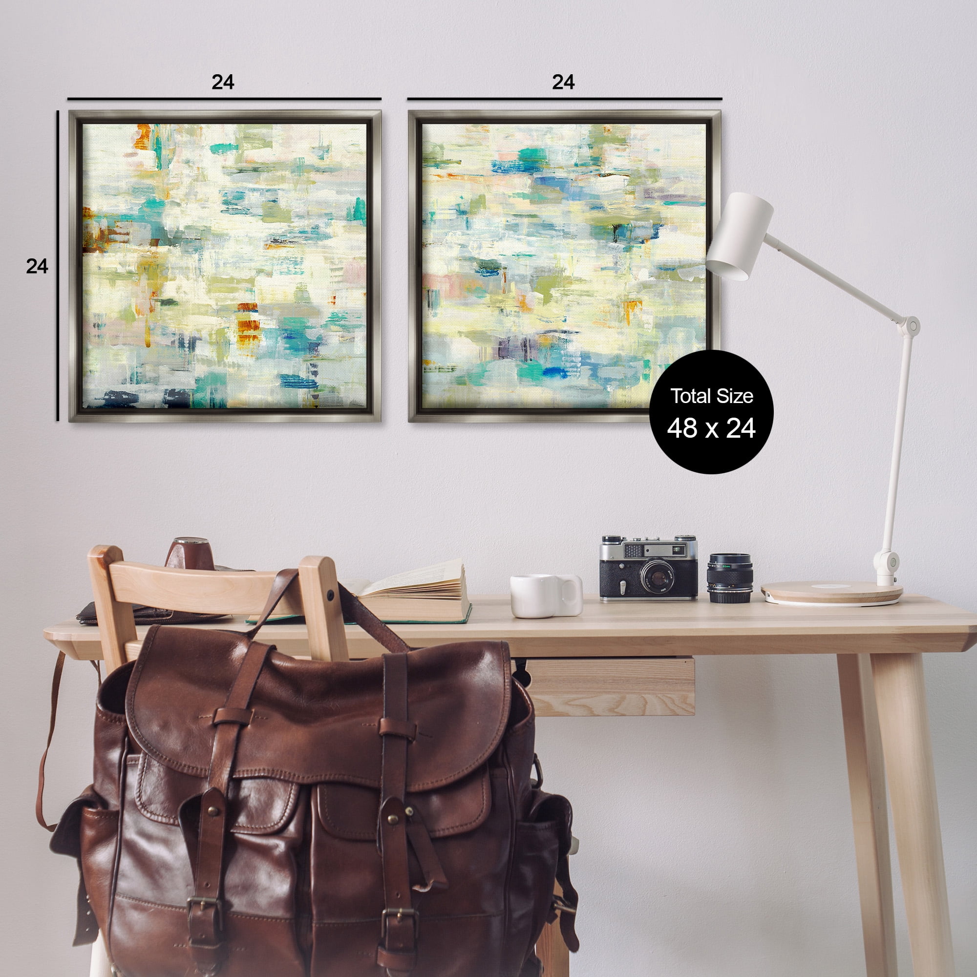 Stupell Industries Complex Patterned Abstraction Abstract Painting Gray Floater Framed Canvas Art Print Wall Art, 25 x 25, Set of 2