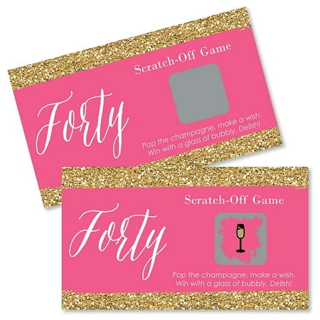 Chic 40th Birthday - Pink and Gold - Birthday Party Game Scratch Off Cards - 22