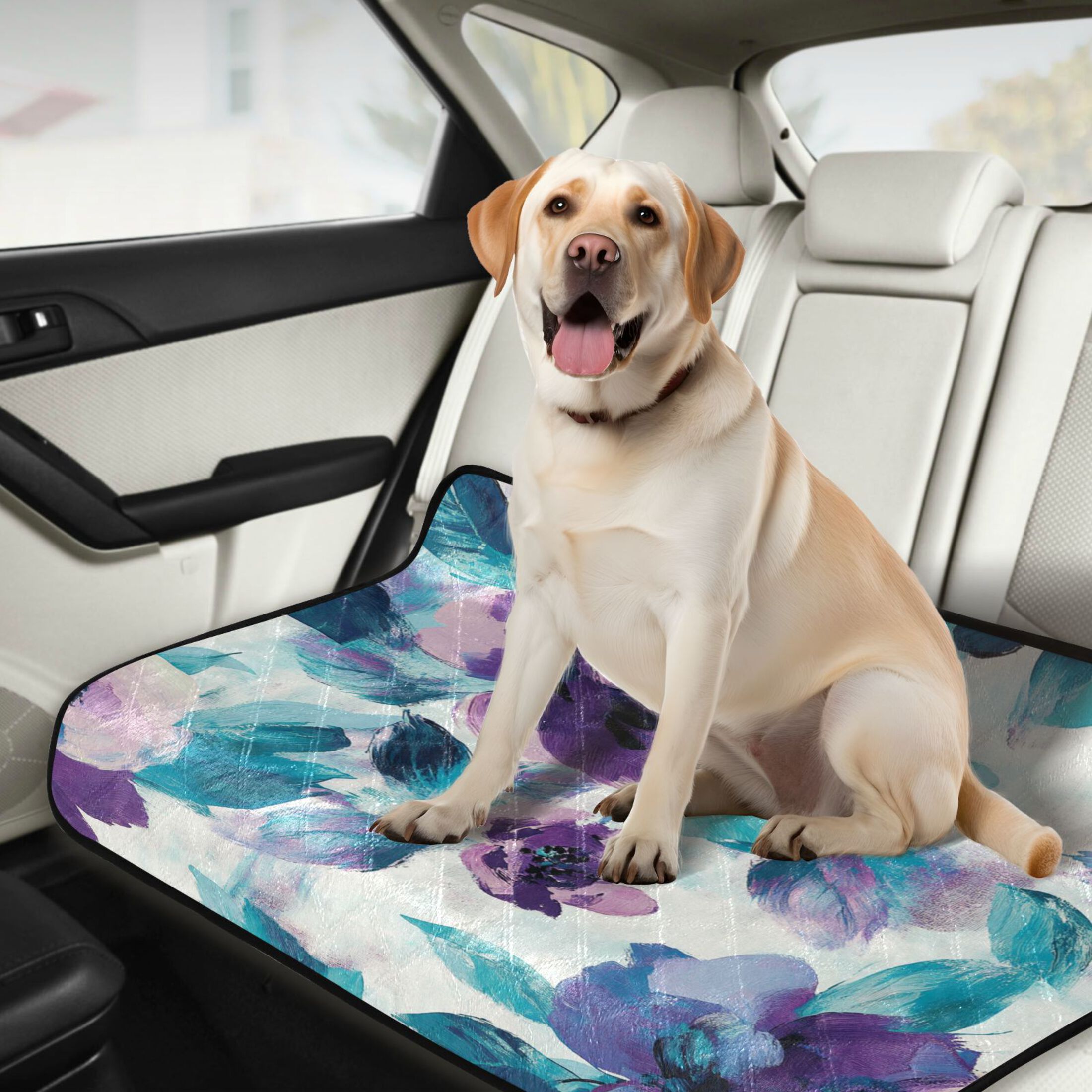 Qxltty Purple Green Flora Cat litter Pads Pet Set of 3 Diaper Mats Center Anti-leakage Layer Absorbent Soft and Comfortable